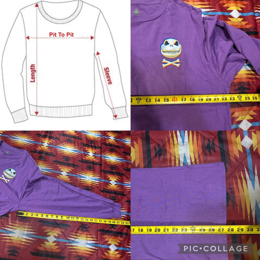 Disney Jack Skellington Holographic Effect Purple Long Sleeve Shirt Adult Large - Picture 2 of 10